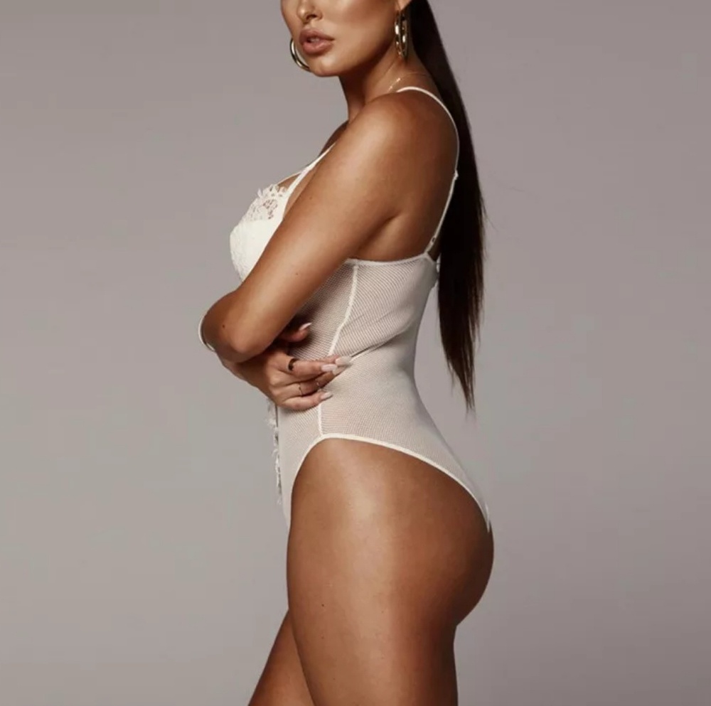 Strappy Mesh Lace Bodysuit - Picture 6 of 7